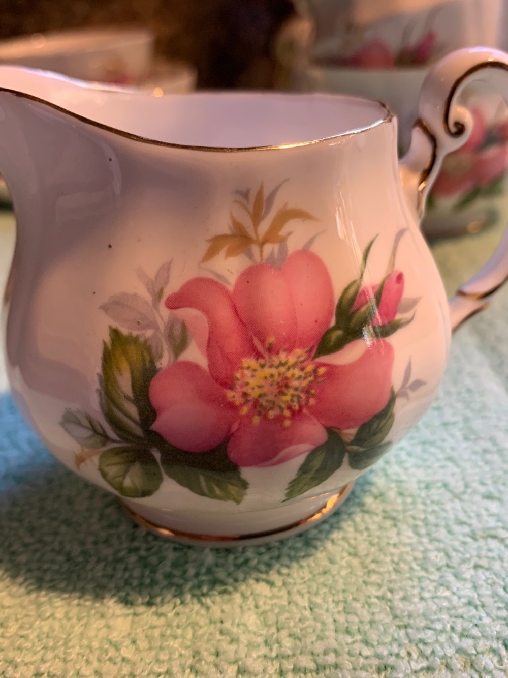 Royal Adderly Prairie Rose Creamer and Sugar #1